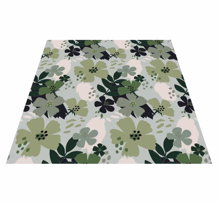 Flower vinyl rug in green tones leaf pattern - TenStickers