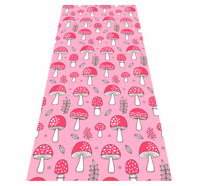 Flower vinyl rug with classical pink mushrooms - TenStickers