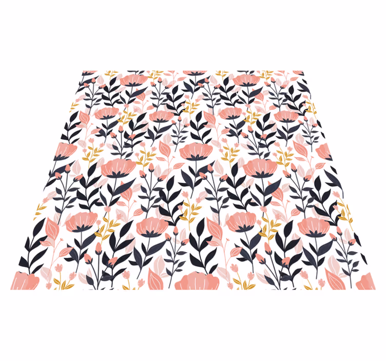 Pink flowers flower vinyl rug - TenStickers