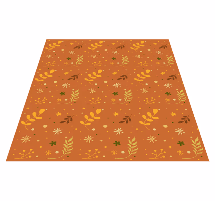 Flower vinyl rug in autumn leaf orange tones - TenStickers