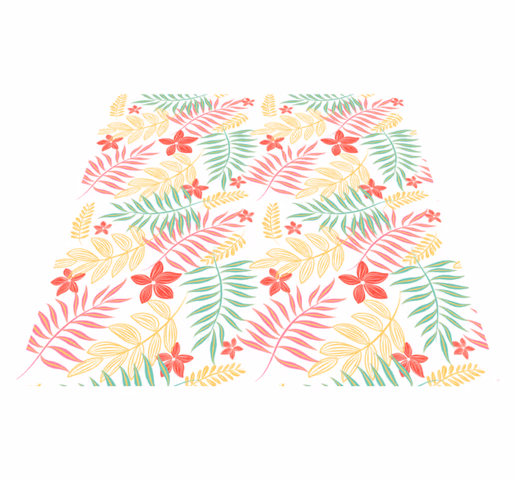 Flower vinyl rug with neon leaves pattern - TenStickers