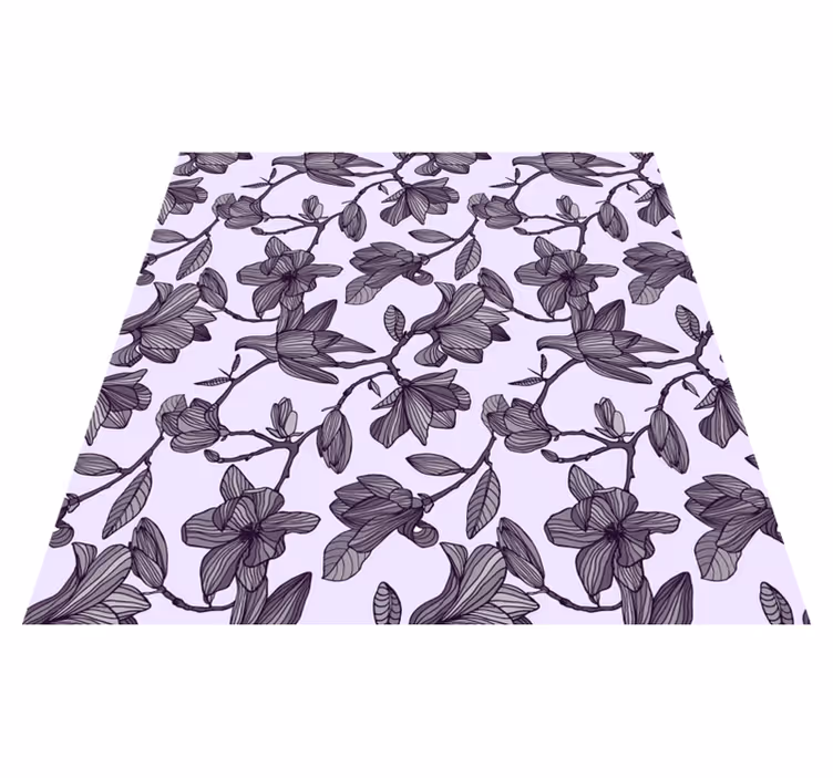 Cute magnolia design flower vinyl rug - TenStickers