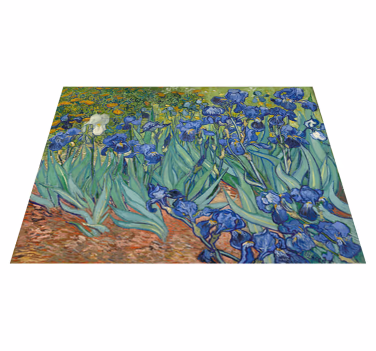 Flower vinyl rug inspired by van gogh's blooms - TenStickers