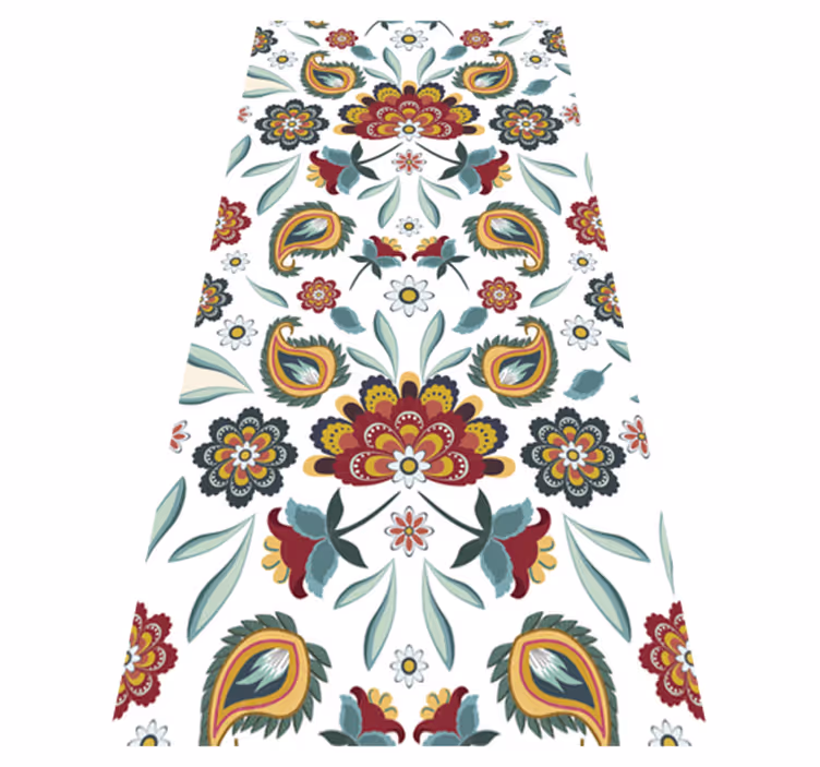 Flower vinyl rug in ethnic floral style - TenStickers