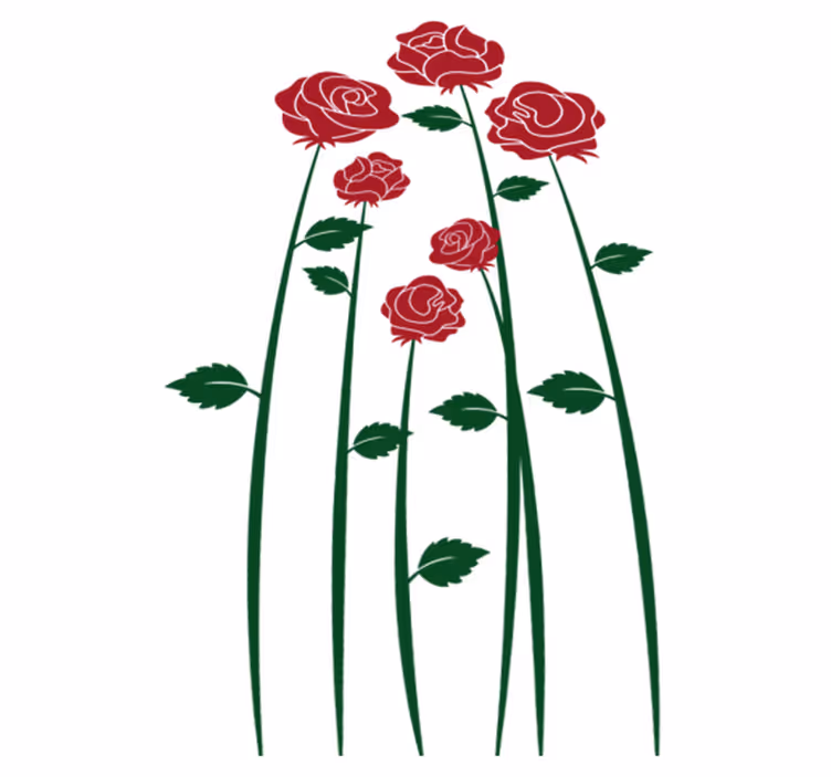 Dining room vinyl rug red roses - TenStickers