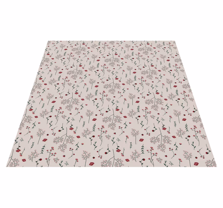 Flower vinyl rug with minimalist red floral design - TenStickers