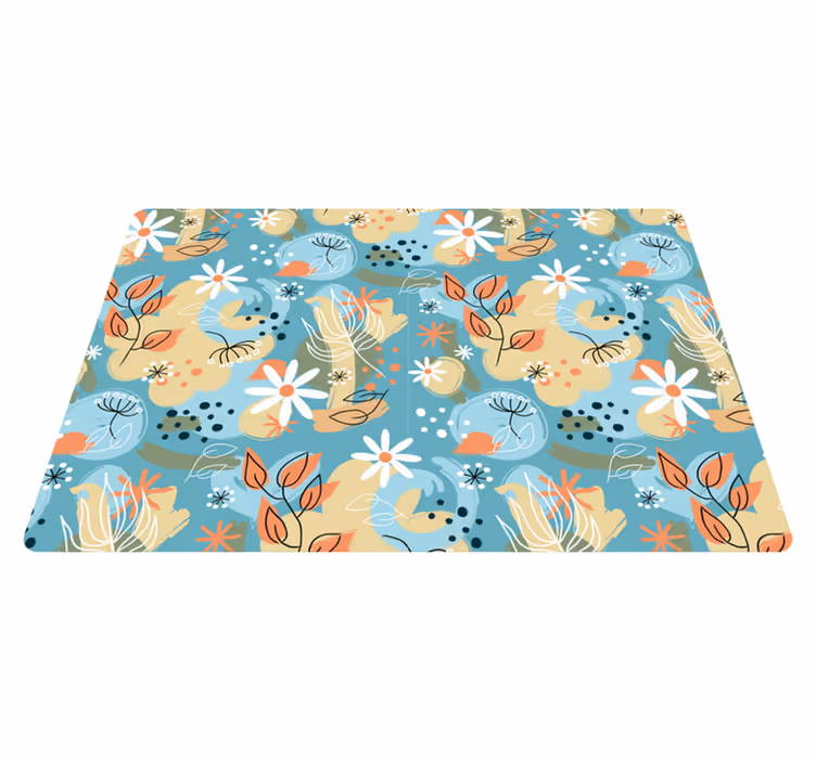 Flower vinyl rug in abstract floral design - TenStickers