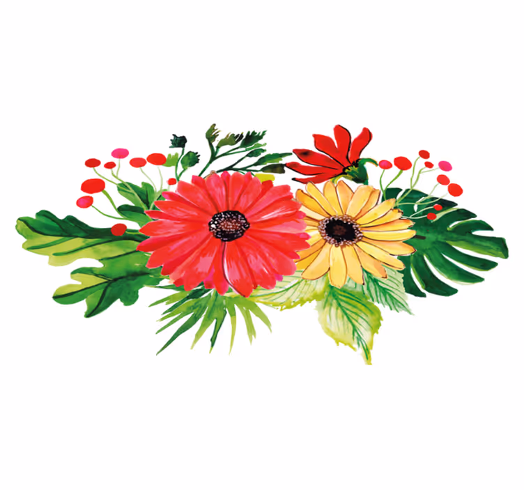 Flower vinyl rug with elegant horizontal design - TenStickers