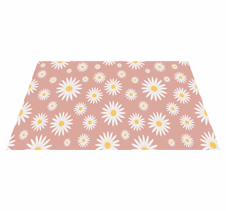 Flower vinyl rug with cute pink daisy design - TenStickers