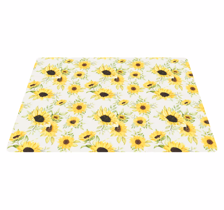 Flower vinyl rug with beautiful watercolor sunflowers - TenStickers