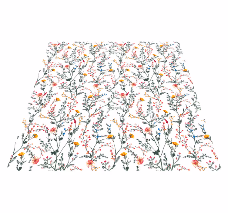 Thin minimalistic garden flowers flower vinyl rug - TenStickers
