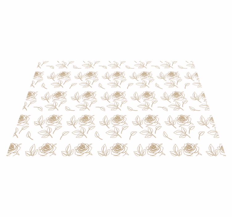 Flower vinyl rug with detailed rose pattern beige background - TenStickers
