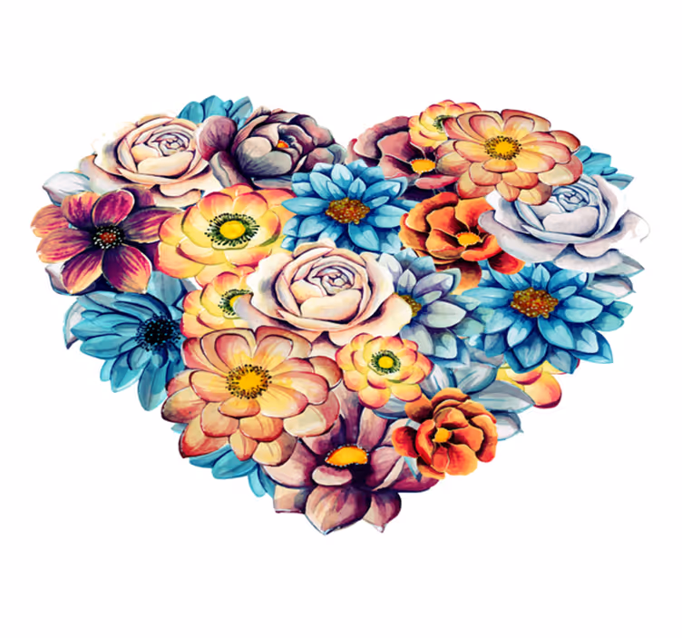 Flower vinyl rug beautiful heart of blooms - TenStickers