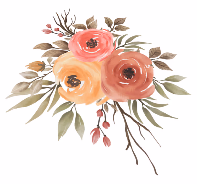 Flower vinyl rug with dried rose design - TenStickers