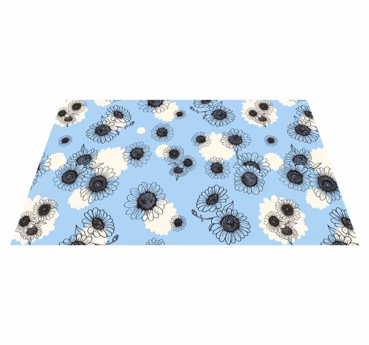 Flower vinyl rug with seamless modern daisies pattern - TenStickers