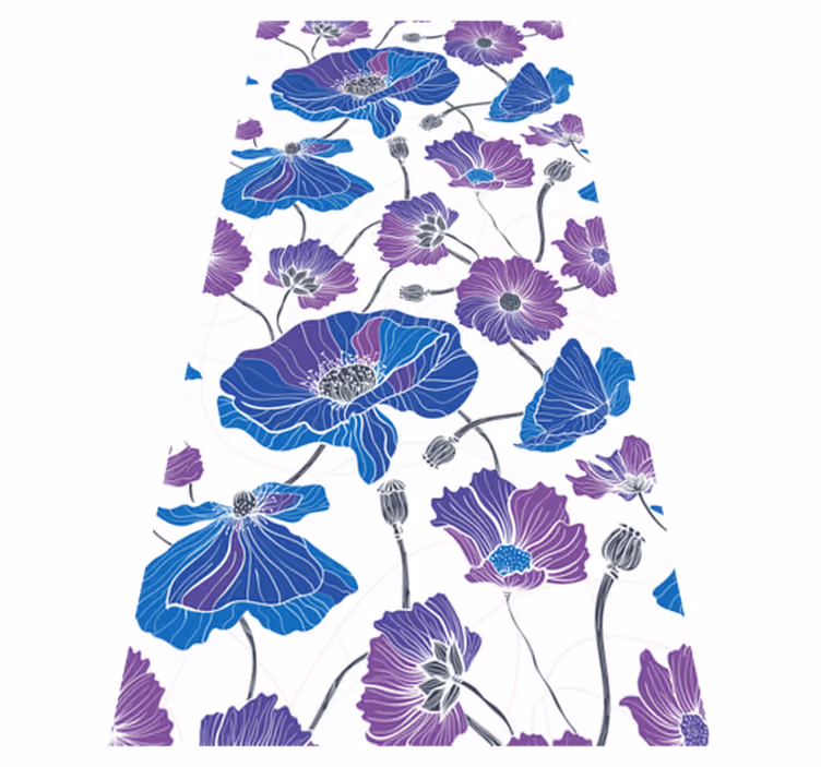 Flower vinyl rug with blue and purple garden blooms - TenStickers