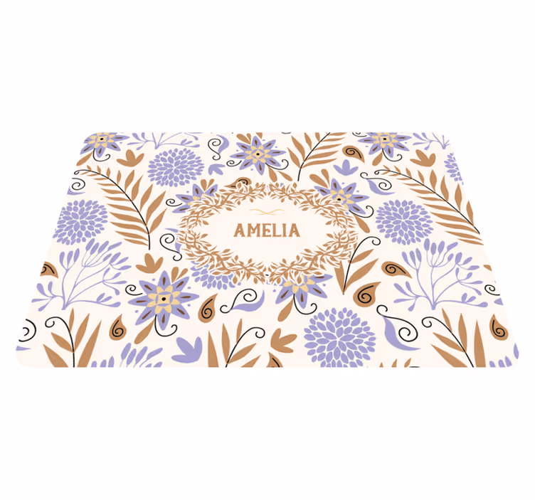 Flower vinyl rug with hand-painted vintage flowers - TenStickers