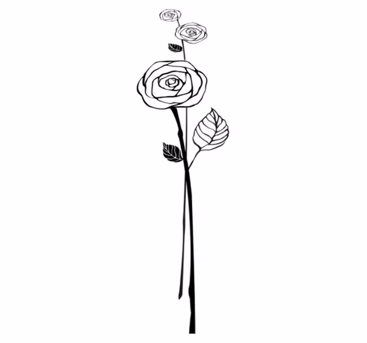 Black and white roses kitchen vinyl rug - TenStickers