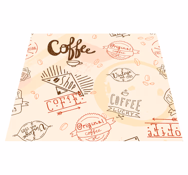 Kitchen vinyl rug with coffee icons design - TenStickers