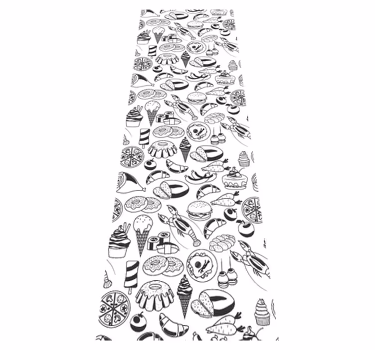 Kitchen vinyl rug with food doodles design - TenStickers