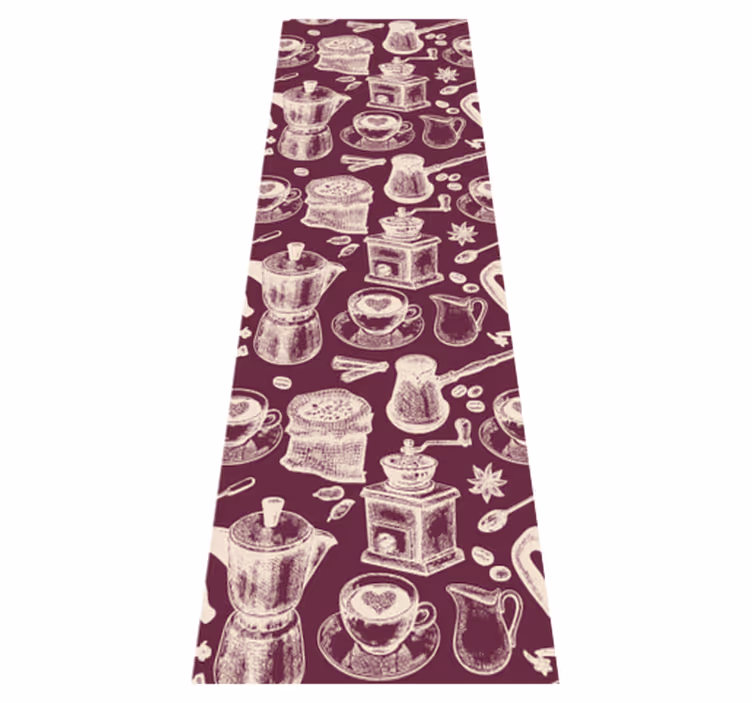 Kitchen vinyl rug with coffee pattern design - TenStickers