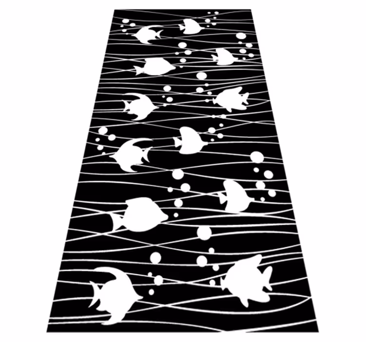 Fishes and bubbles bathroom vinyl rug - TenStickers
