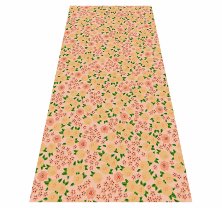 Flower vinyl rug with original peach floral pattern - TenStickers