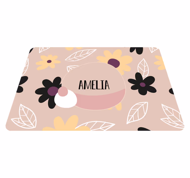 Flower vinyl rug colorful modern flowers beige - TenStickers