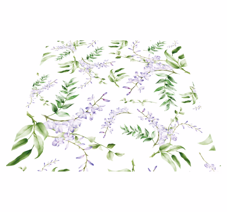 Flower vinyl rug with lavender window motif - TenStickers