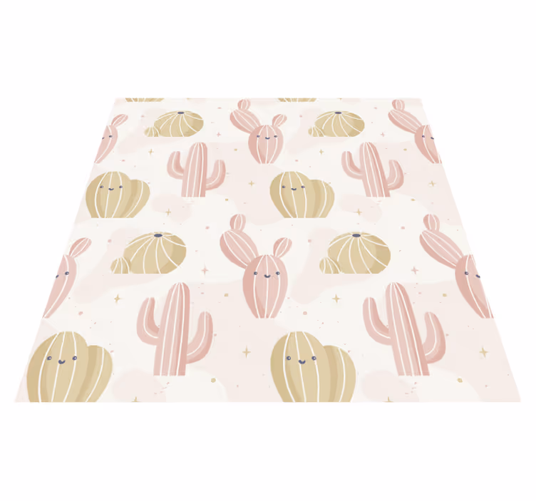 Flower vinyl rug with adorable cactus design - TenStickers