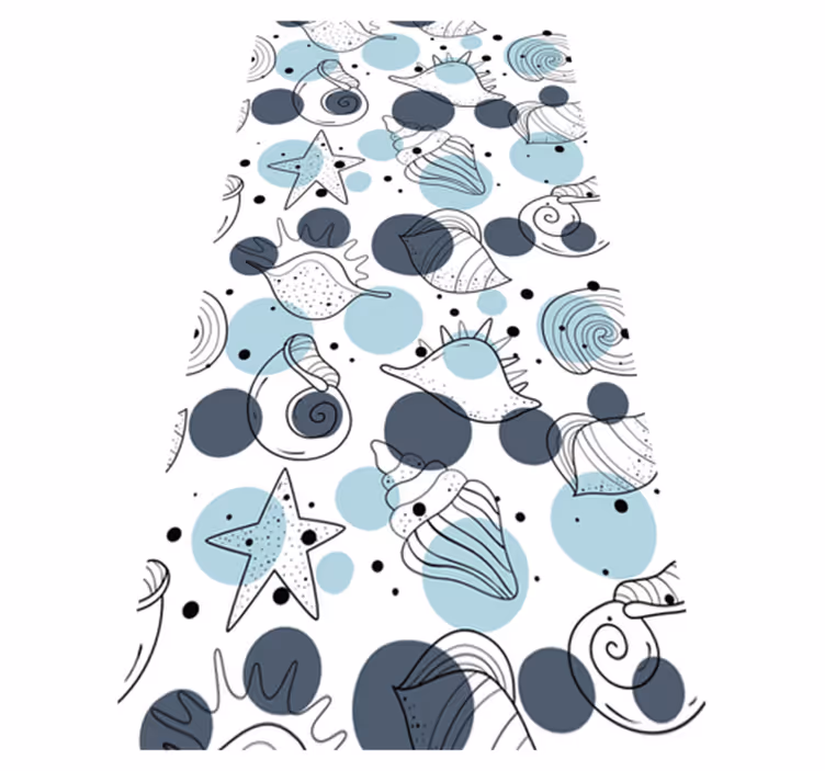 Flower vinyl rug with chic shell designs - TenStickers