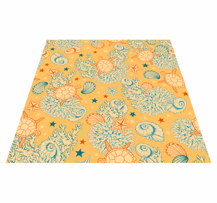 Flower vinyl rug coral and ocean life - TenStickers