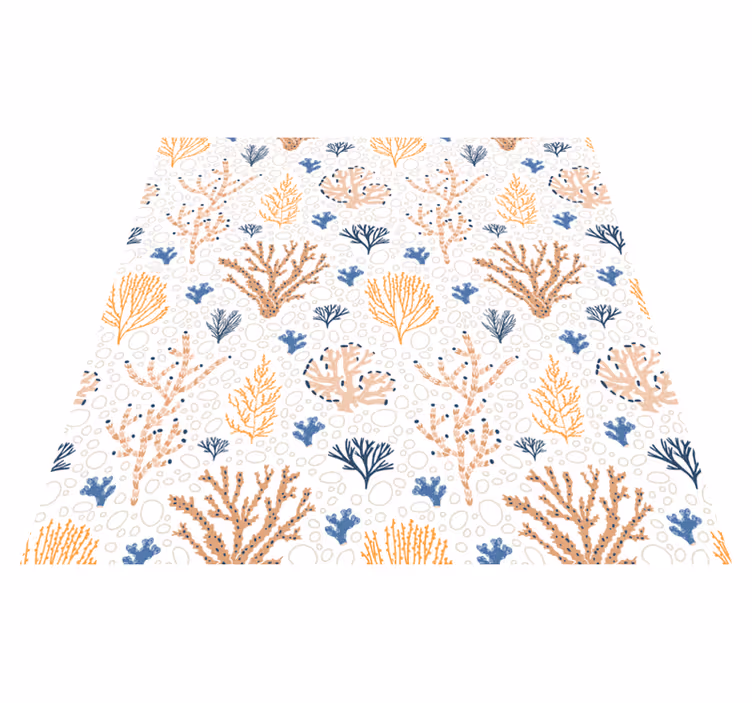Flower vinyl rug in trendy coral design - TenStickers