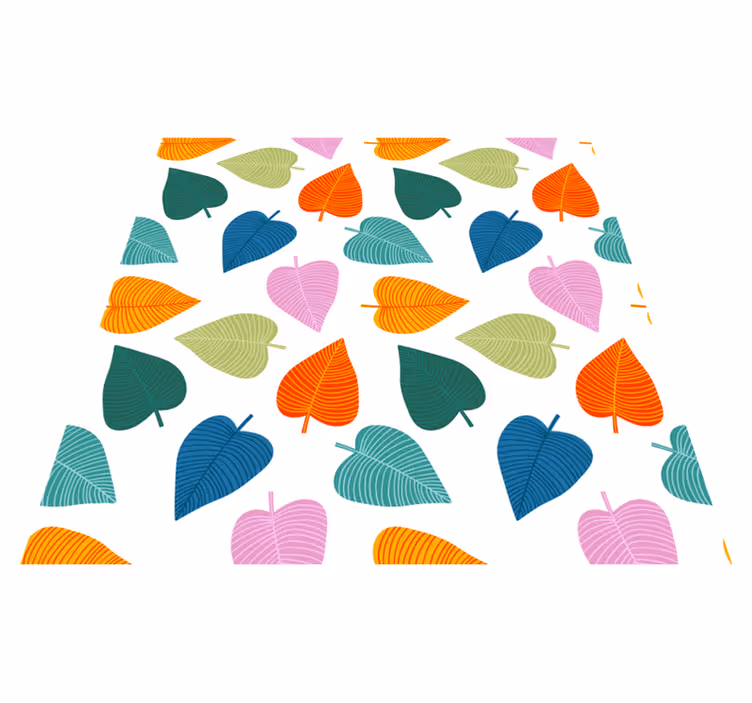 Flower vinyl rug with lively leaf designs - TenStickers