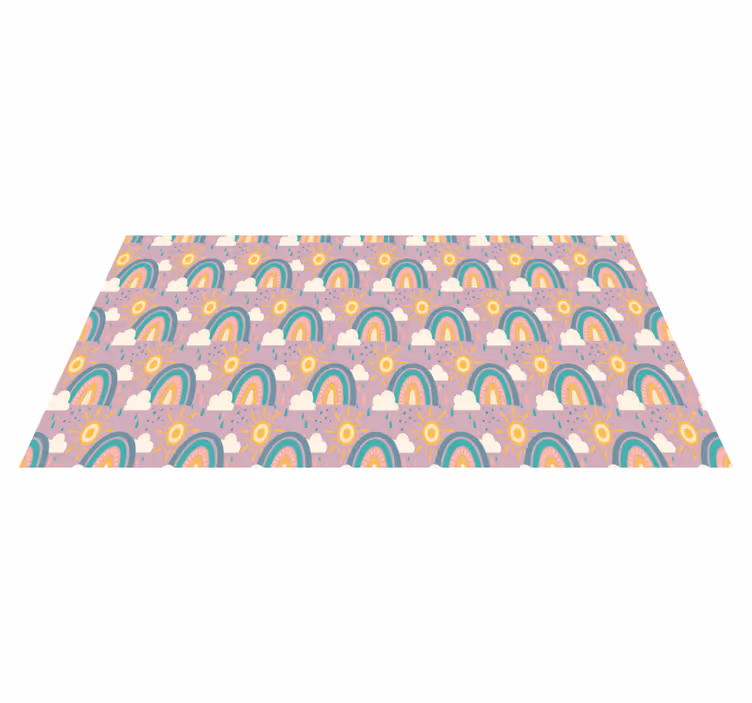 Flower vinyl rug playful colorful rainbows - TenStickers