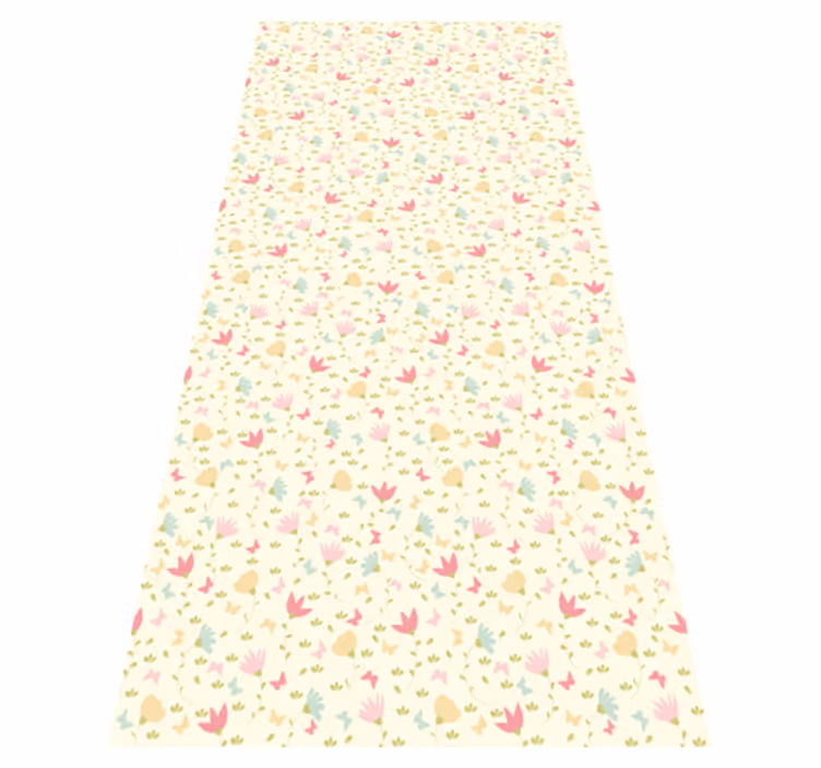 Flower vinyl rug with floral and butterfly design - TenStickers