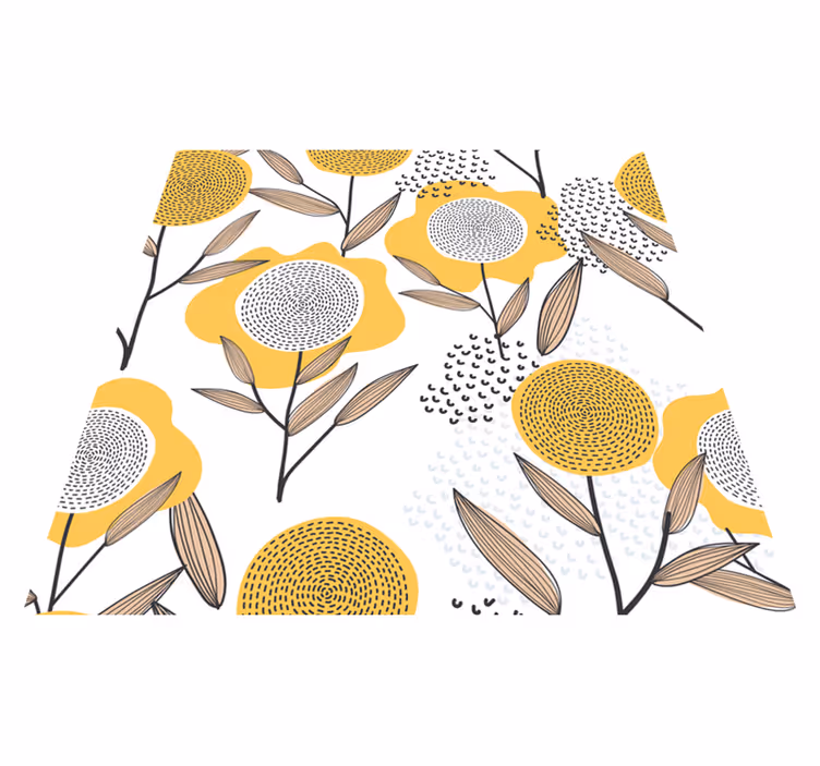 Flower vinyl rug yellow abstract floral design - TenStickers