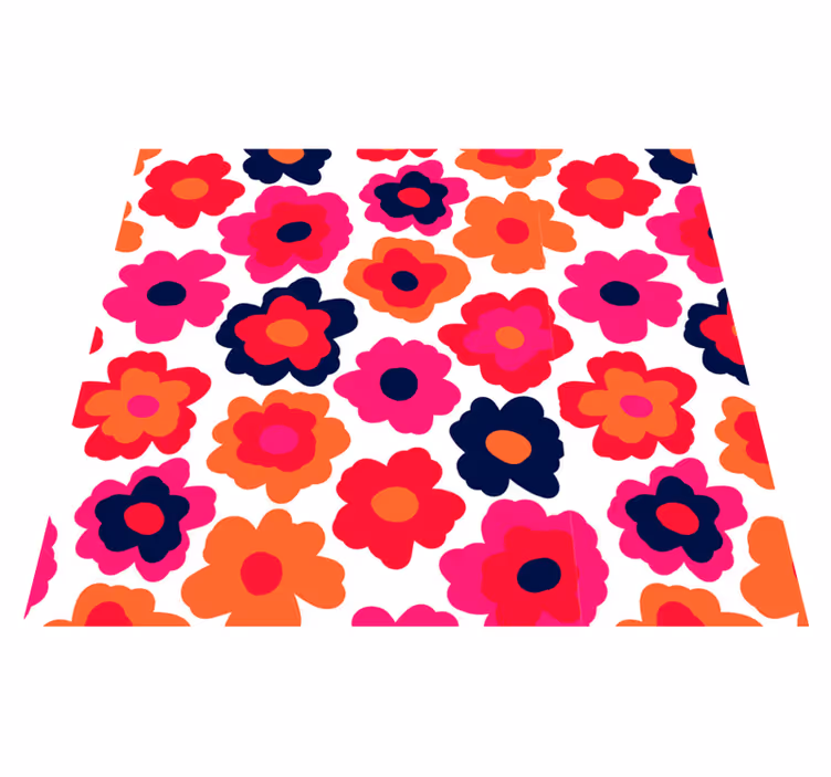 Flower vinyl rug red poppy rug - TenStickers