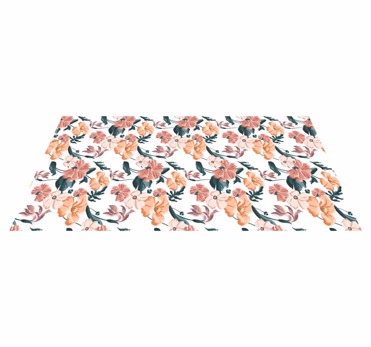 Flower vinyl rug with blooming pattern design - TenStickers