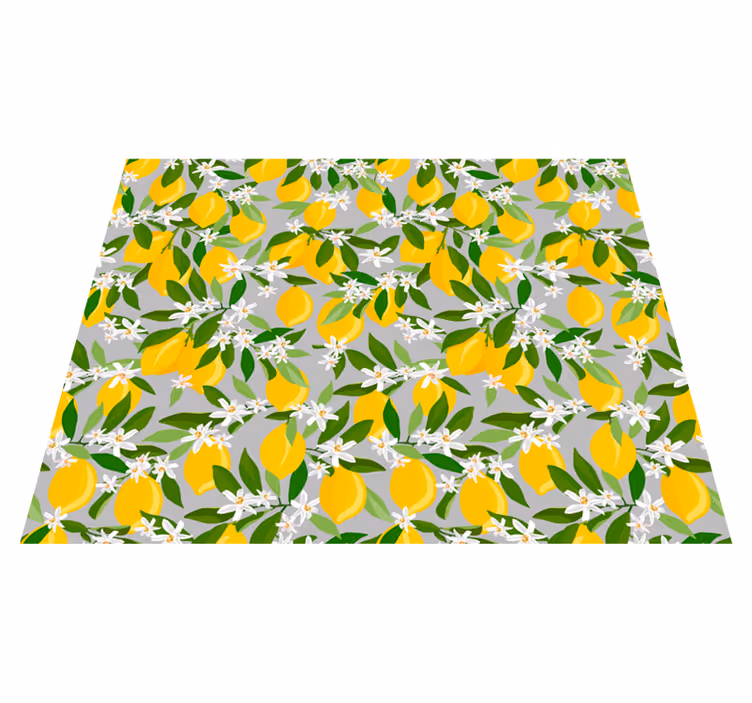 Lemon flower pattern flower vinyl rug - TenStickers