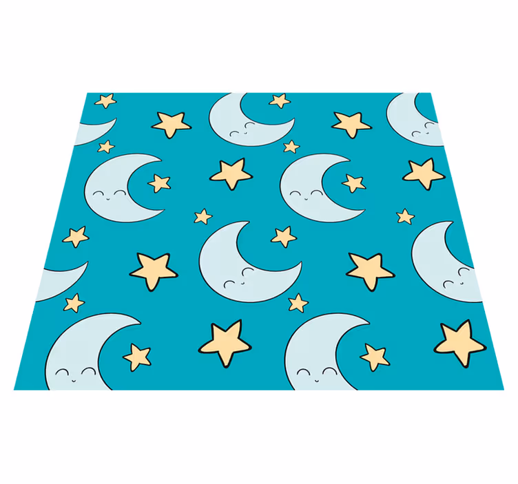 Star vinyl rug in joyful blue moons - TenStickers