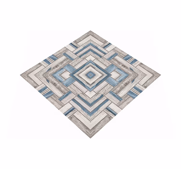 Living room vinyl rug rustic wood tiles design - TenStickers