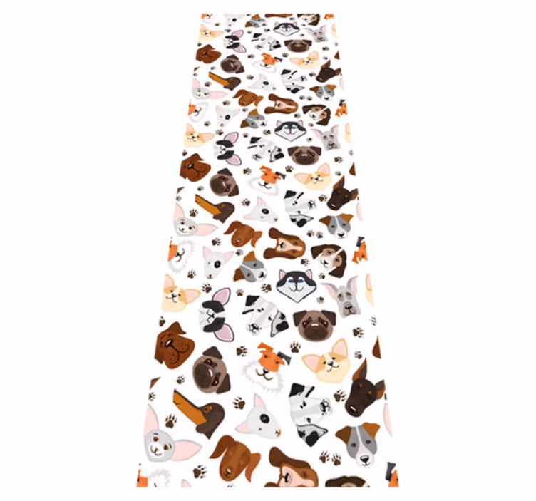 Bedroom vinyl rug featuring dog breed heads - TenStickers