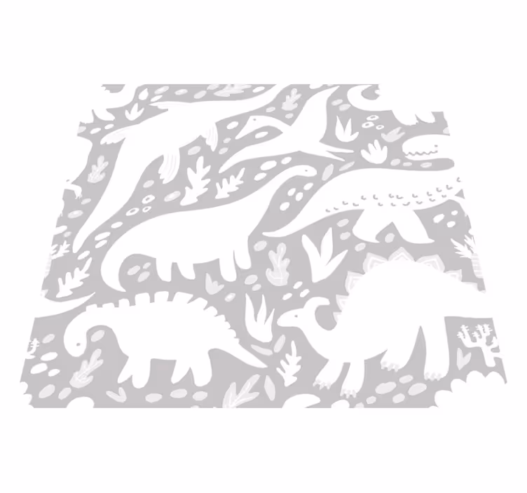 Dinosaur white pattern bedroom vinyl rug - TenStickers
