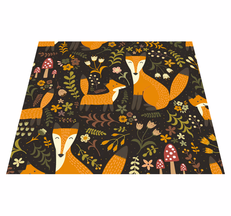 Vinyl rug with adorable foxes design - TenStickers