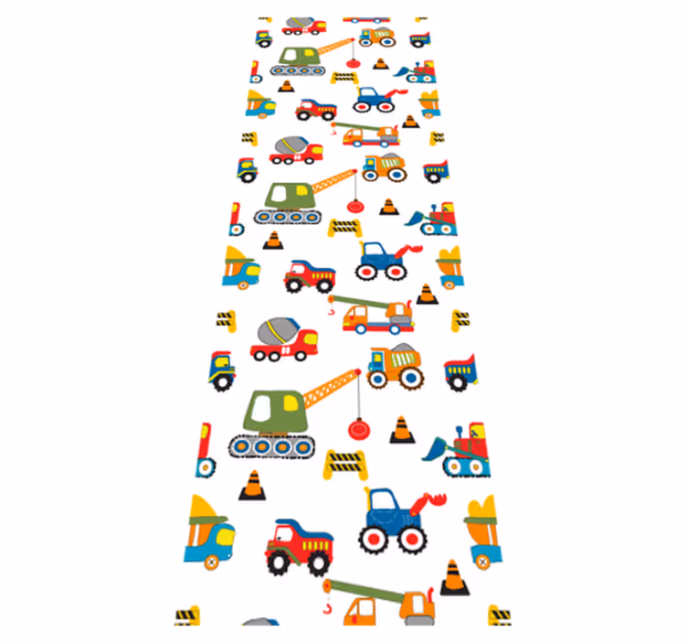 Bedroom vinyl rug with adorable construction trucks - TenStickers