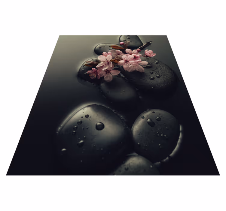 Nature vinyl rug for a tranquil stone bathroom - TenStickers