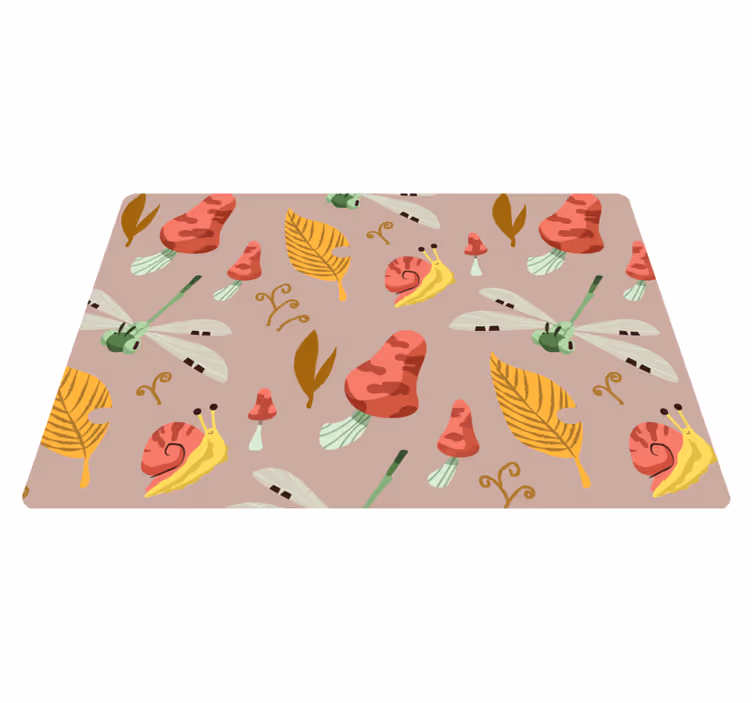 Nature vinyl rug with autumn plants and animals - TenStickers