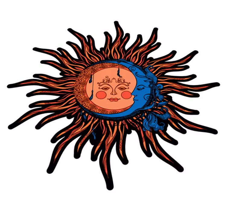 Nature vinyl rug celestial sun and moon design - TenStickers