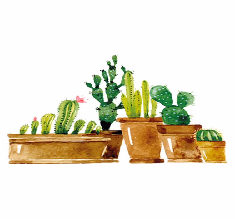 Flower vinyl rug with homemade cactus garden - TenStickers